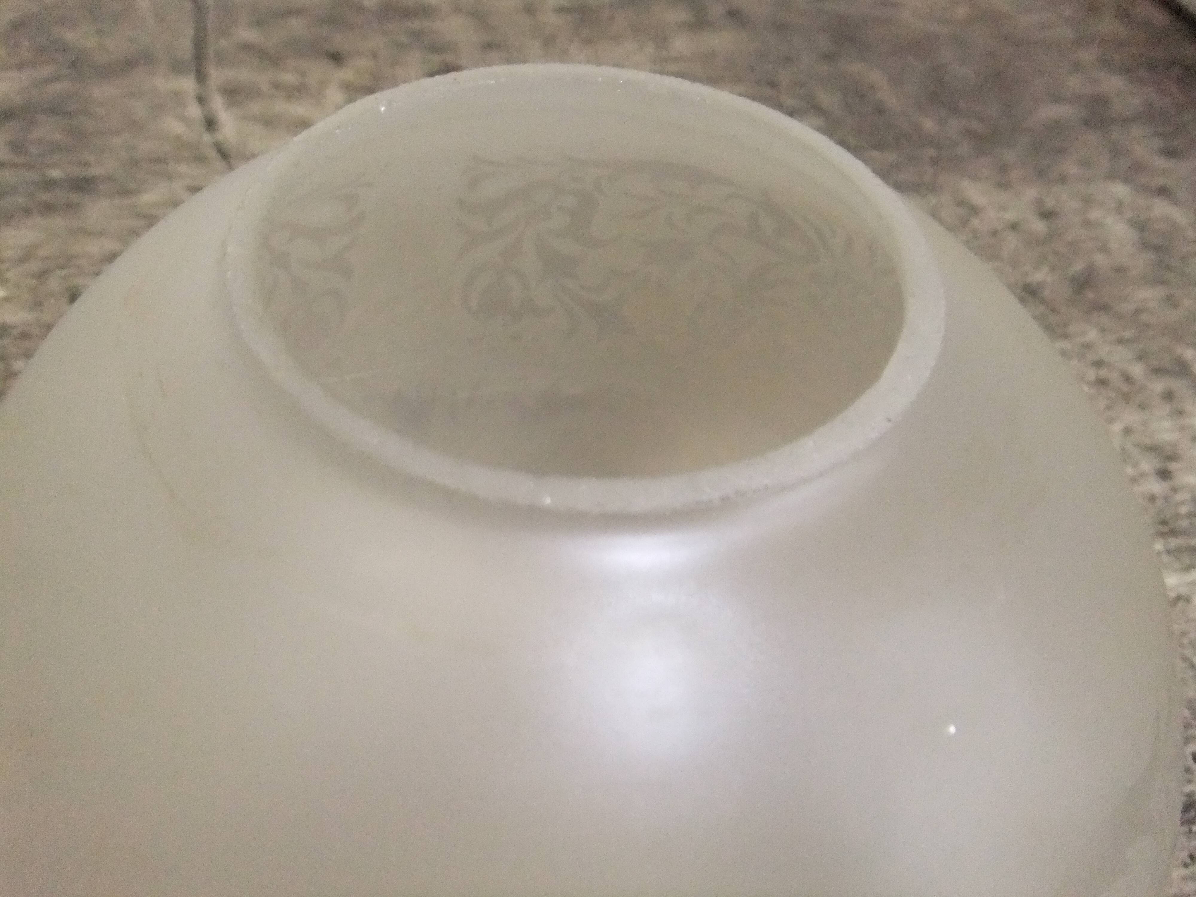 Engraved glass globe tulip oil lamp