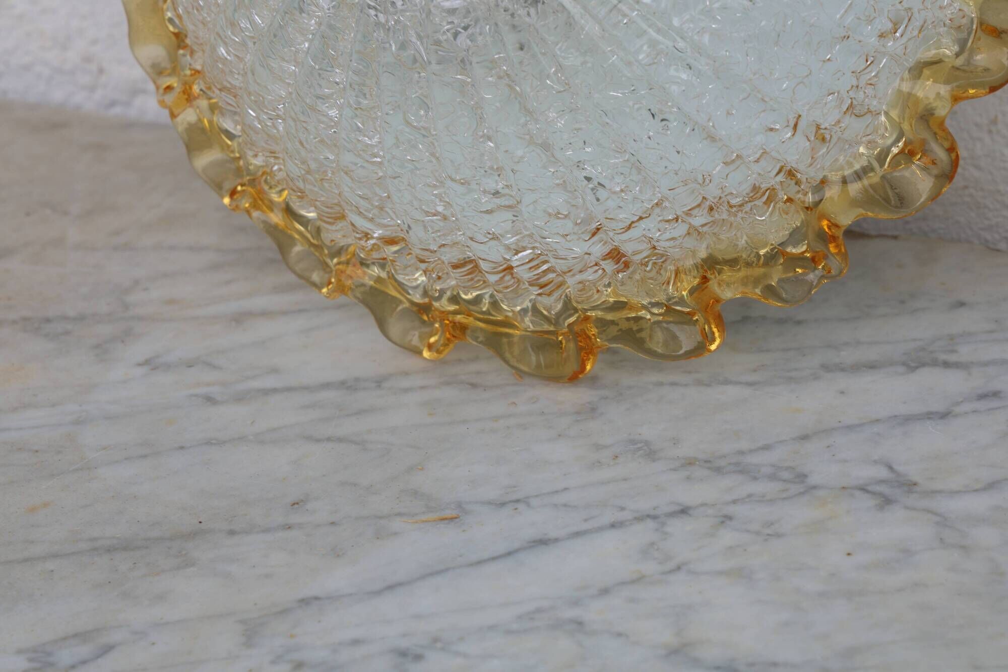 Italian Yellow Large Size Murano Glass Ceiling Fixture, Murano, 1980