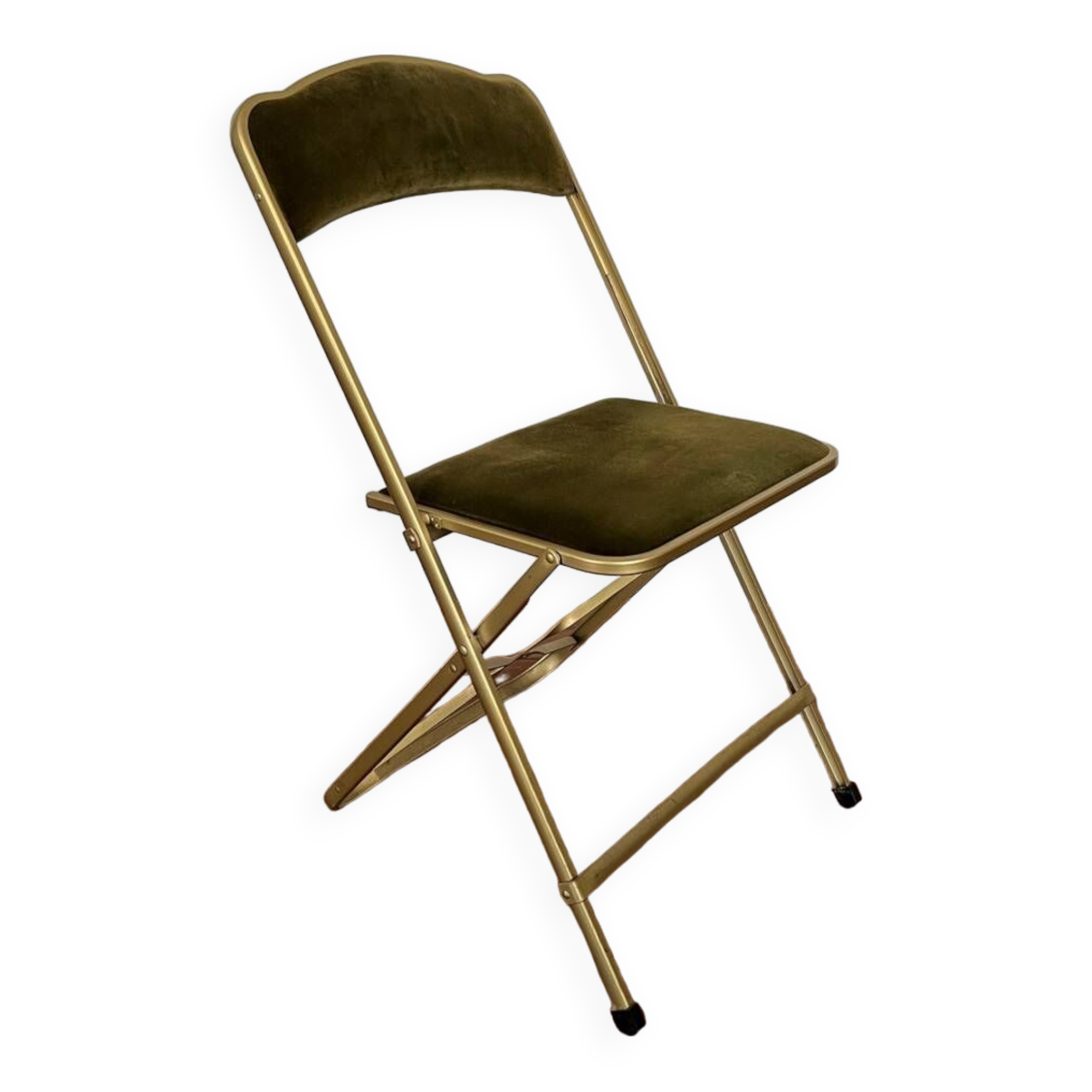 Green velvet folding chair