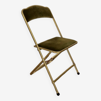 Green velvet folding chair