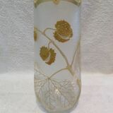 Beautiful acid-etched glass vase from Legras Saint Denis with chestnut tree decoration