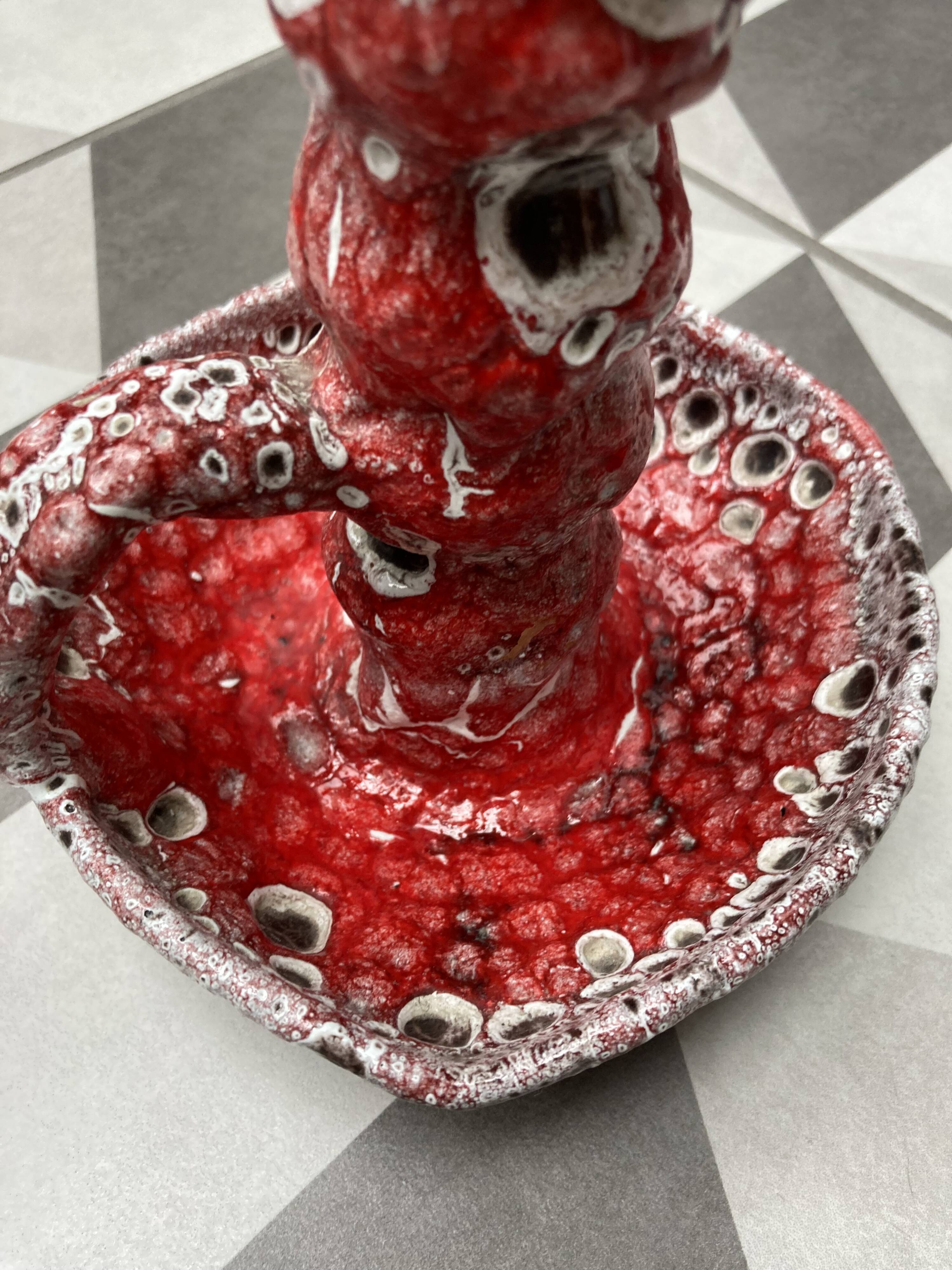 60s candle holder in red Fat Lava