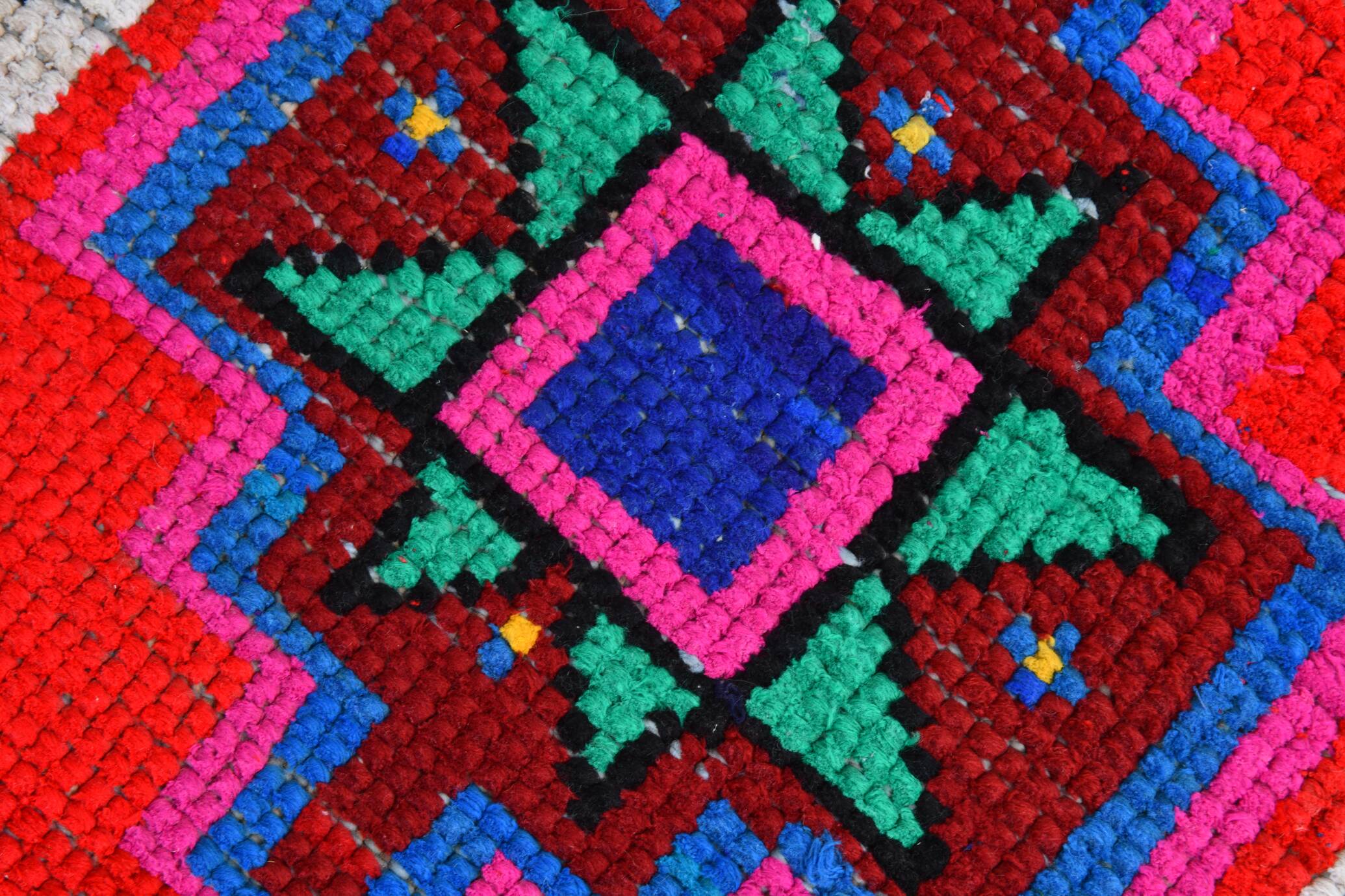 2x12 Colorful Geometric Vintage Runner Rug, 73x373Cm