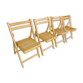 Series of 4 folding chairs in solid beech
