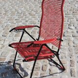 Pair of folding lounge chairs scoubidou vintage 60s