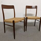 Pair of Danish chairs in teak and rope from the 60s/70s