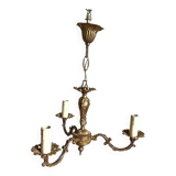 Lustre 3 branches en laiton doré
