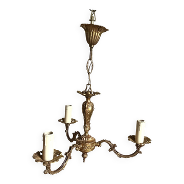 3-branch chandelier in gilded brass