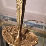 French Art Deco Table Lamp by Cherrier & Besnus very beautiful pressed molded pink glass - 1920s 33x12