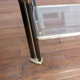 Coffee table in metal, brass and glass - 60s-70s.