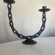 Brutalist beaten iron chain bougeoir 1970