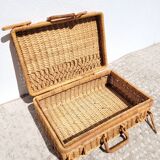 Vintage wicker case suitcase rattan