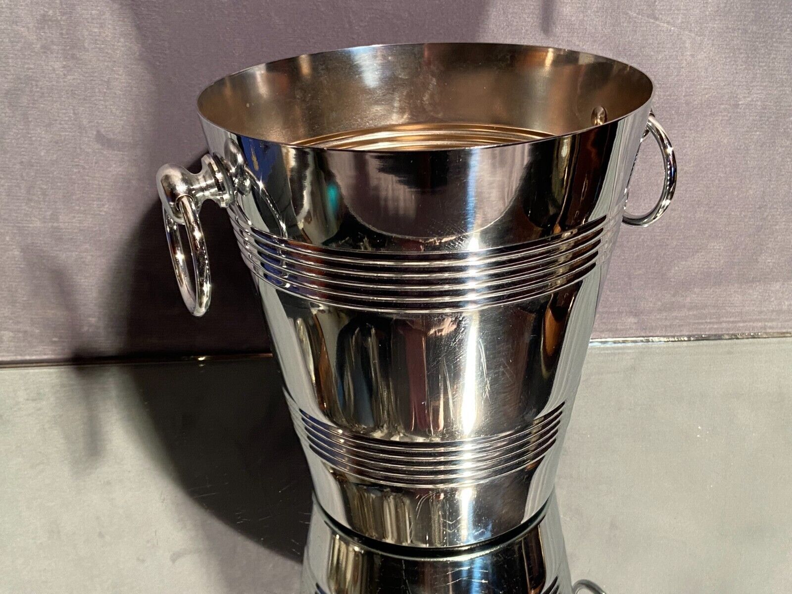 Champagne bucket with stainless steel handles