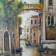 Venetian tableau oil on panel vintage/old canal and façades