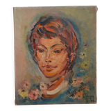 Portrait by Henri Zayan, HST painting, French school, mid-20th century.