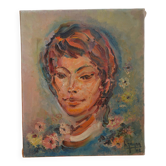 Portrait by Henri Zayan, HST painting, French school, mid-20th century.