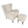 Ivory Lounge Chair with Ottoman in the Style of Gio Ponti, Italy