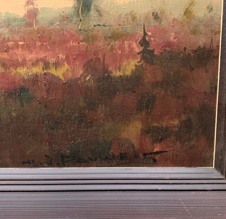 Paysage "Bruyère en fleurs". H.J. Pauwels