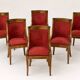 Suite de 6 chaises gondole style Empire en velours rouge