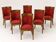 Suite de 6 chaises gondole style Empire en velours rouge