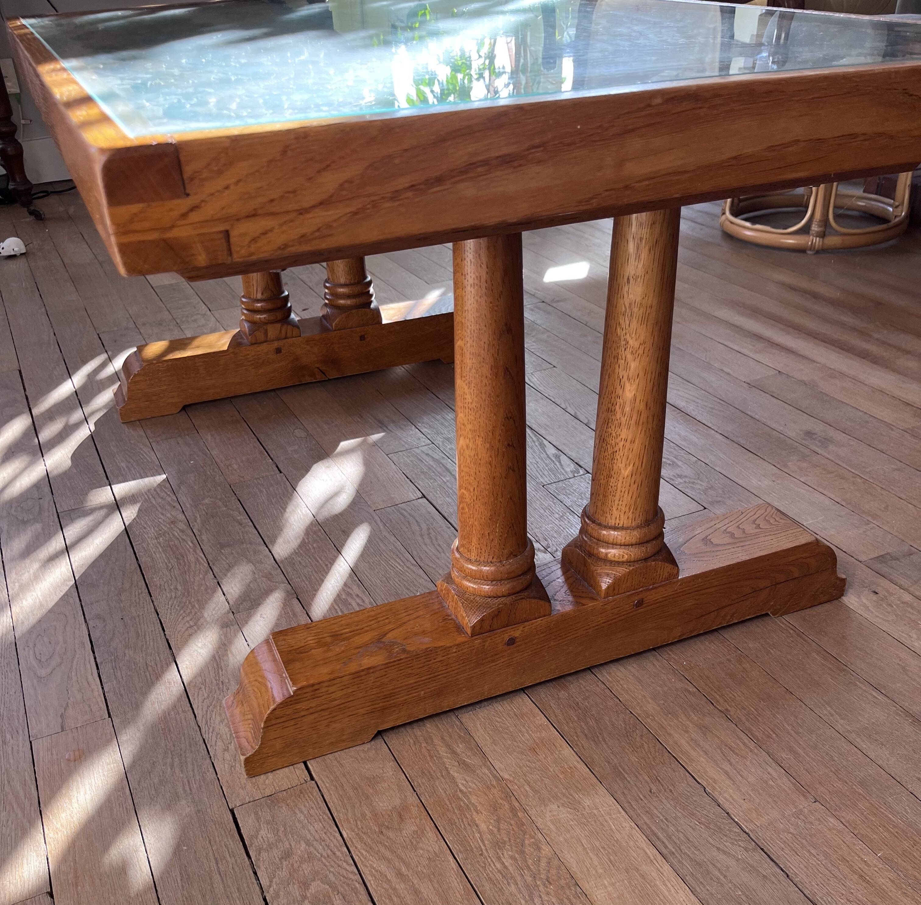 Coffee table in solid oak and mosaic.