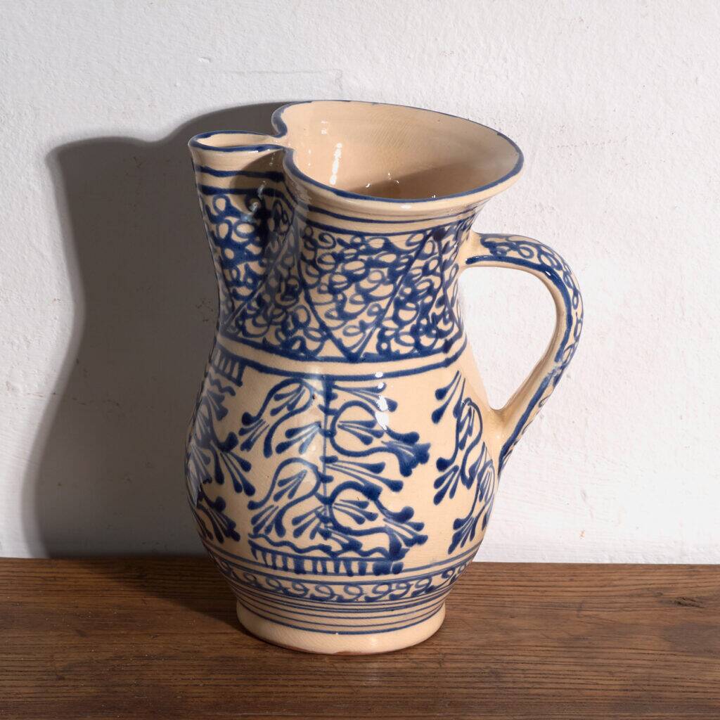Old blue and white faience jug – Central Europe, around 1930