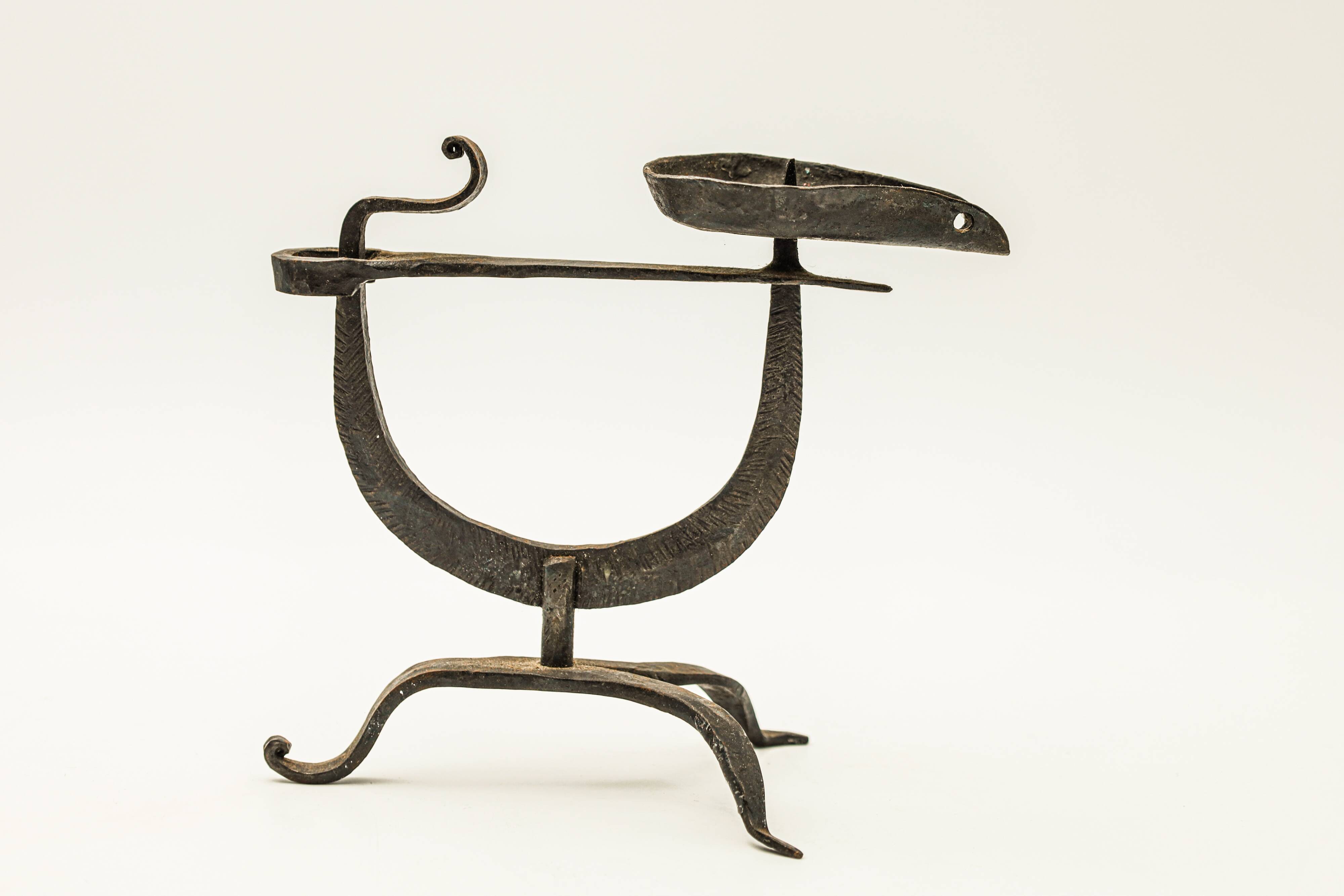 Wrought iron rooster candle holder Marolles workshop