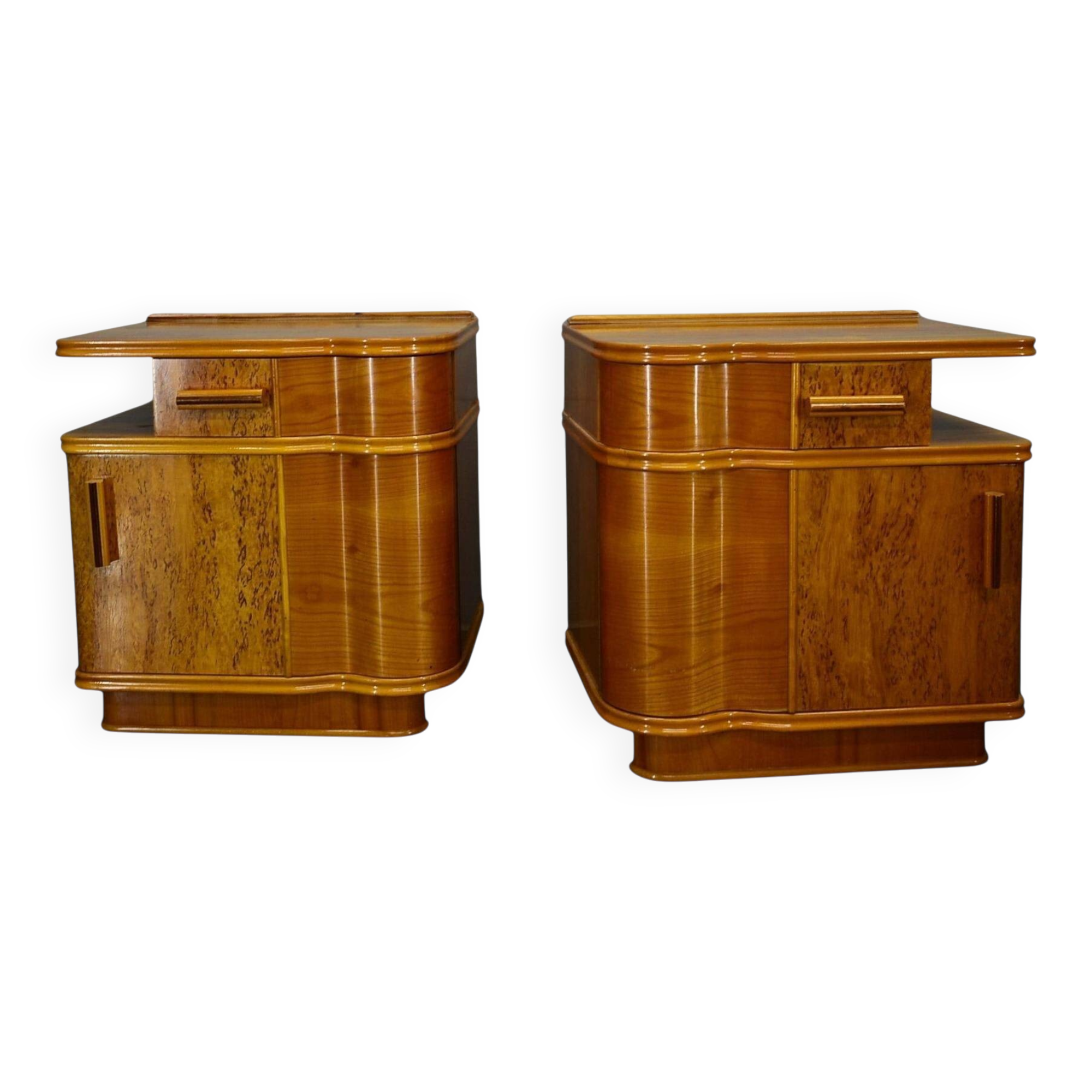 1939s pair of Art Deco bedside tables, Czechoslovakia