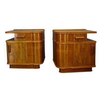1939s pair of Art Deco bedside tables, Czechoslovakia