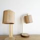Pair of large Scandinavian lamps in natural wood.