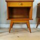 pair of bedsides of the 50s/60s, oak, compass feet