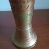Vase indien laiton ciselé dorures colorées