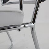 1940s Rare Restored Bauhaus Chrome Plated Adjustable Armchair in White Leather, Czechoslovakia