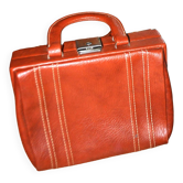 Vintage Valisette handbag 1940-1950 Orange-brown faux Skai Malette Vanity