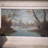 Table boat on a pond