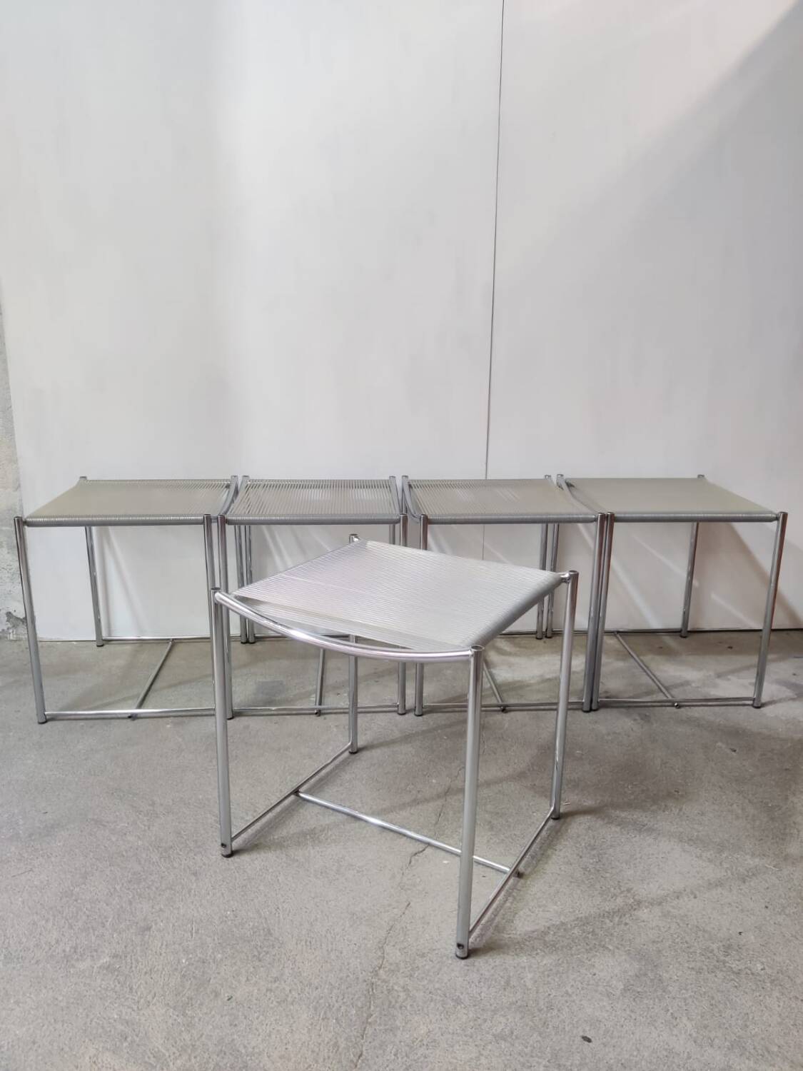 Series of 5 spaghetti stools by G. Belotti Alias