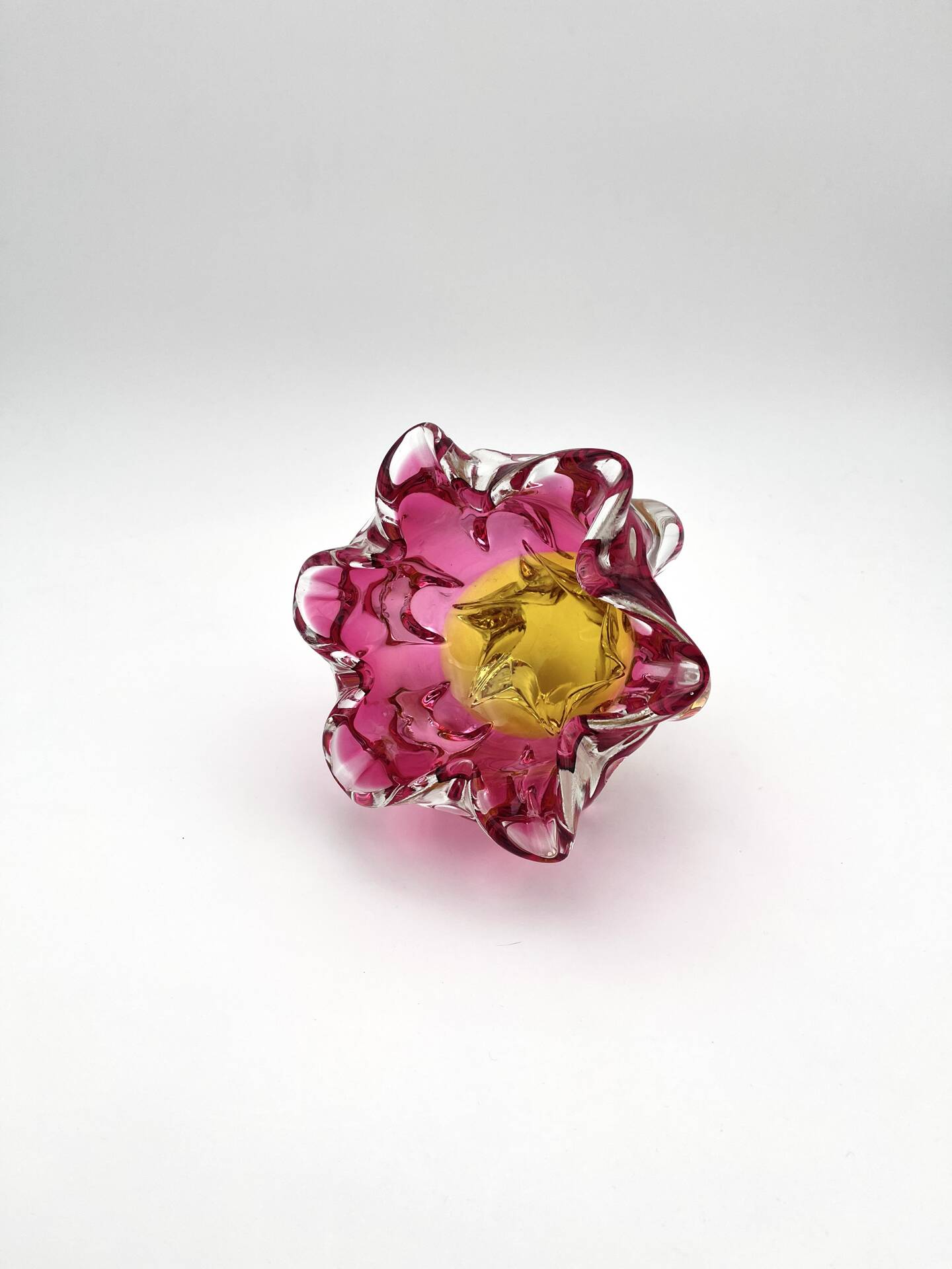 Bowl Ashtray Josef Hospodka Chribska Sommerso Rose 14cm 1.78kg