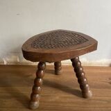 Original brutalist stool carved 60s in solid wood