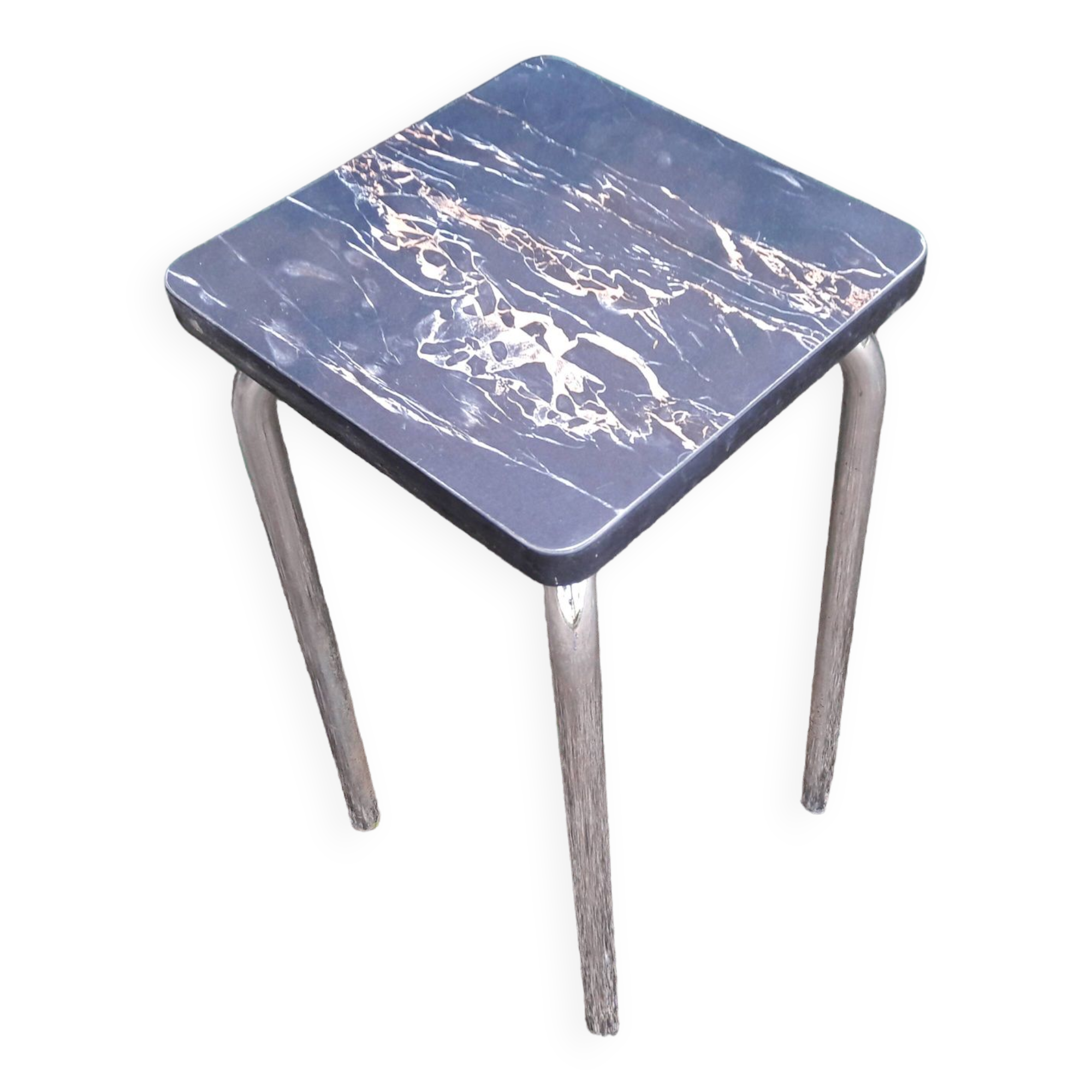 High stool in marbled black formica