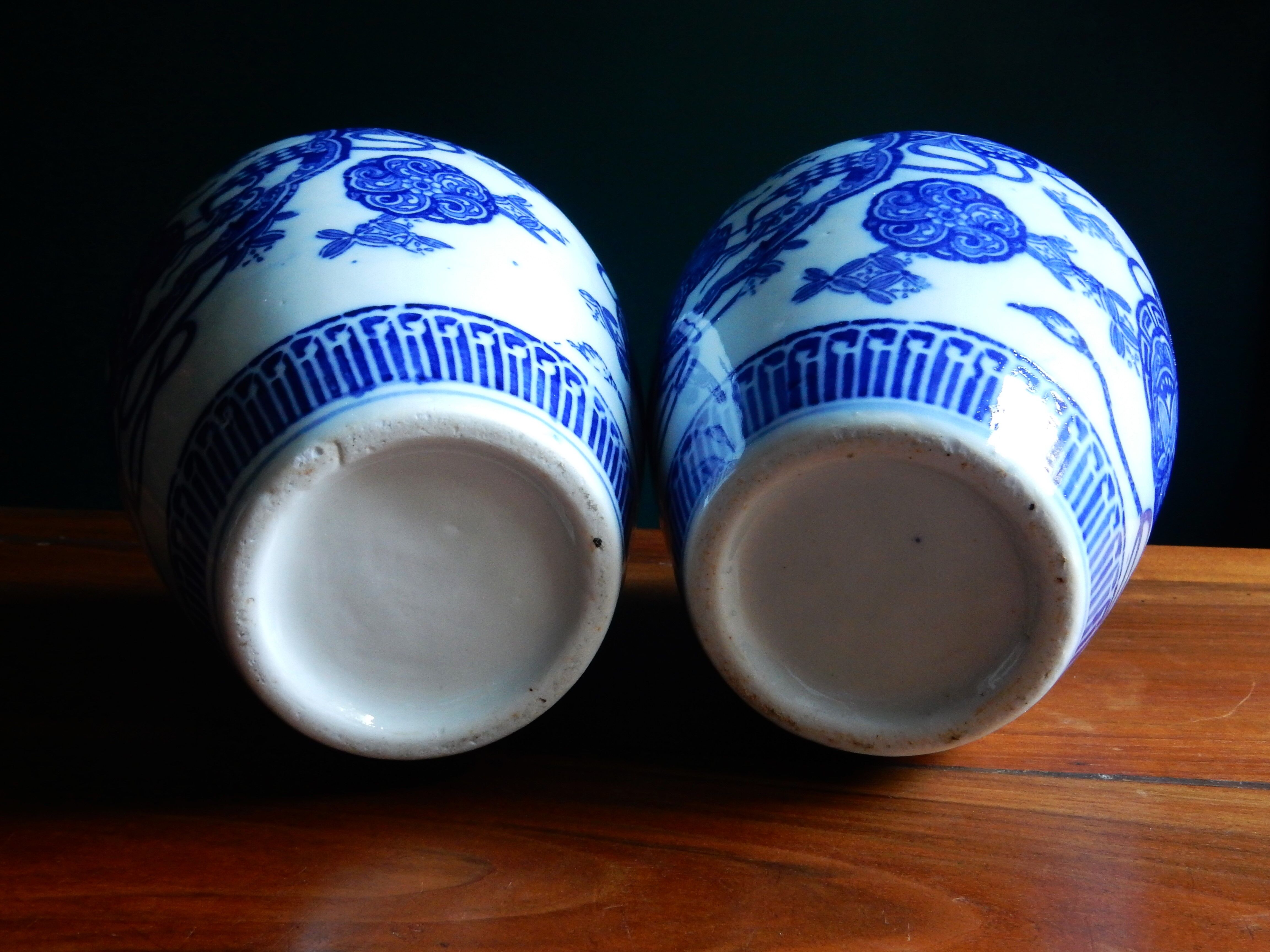 Pair of blue and white chinese vases