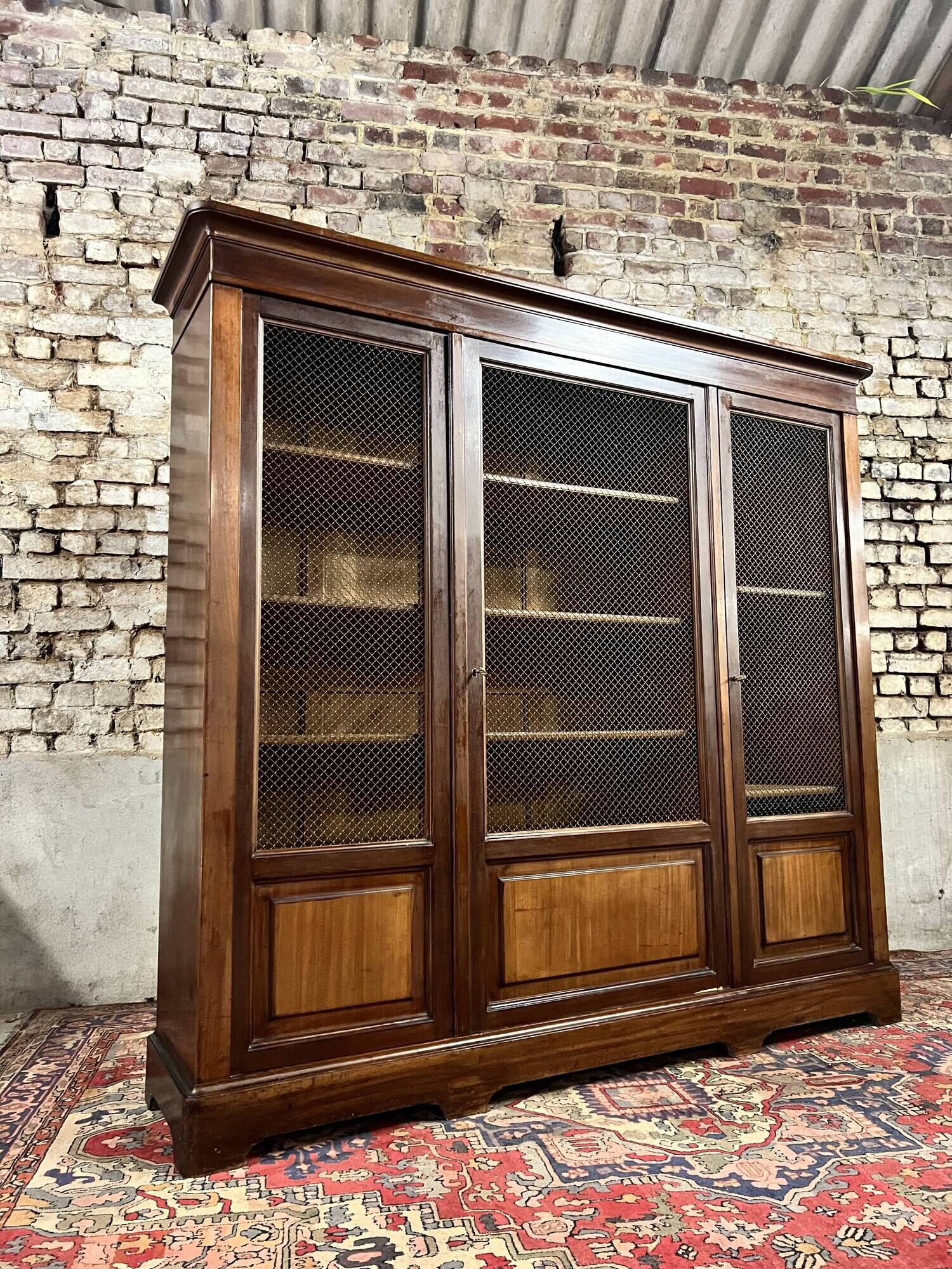 Three door mahogany bookcase from napoleon iii period xix eme century