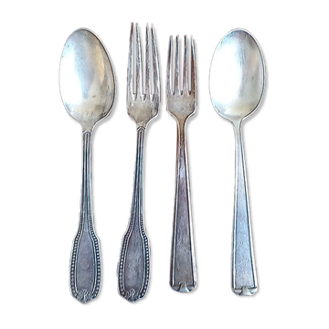 4 vintage silver metal cutlery - 209 grams