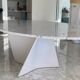Elliptical table in Carrara marble and Corian attributed to Xavier Lust.