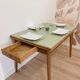 Vintage extendable dining table, wood and sage green