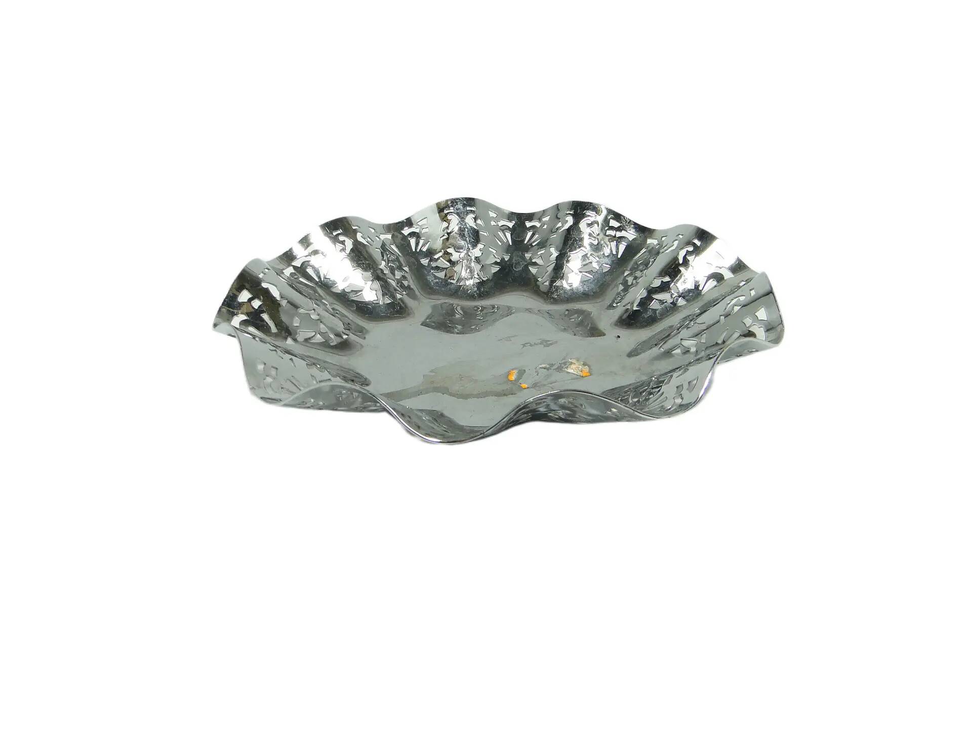 Art Deco openwork bowl, chrome-plated brass, Germany, 1950s.