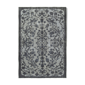 Hand-knotted rustic anatolian 1970s 190 cm x 277 cm grey rug