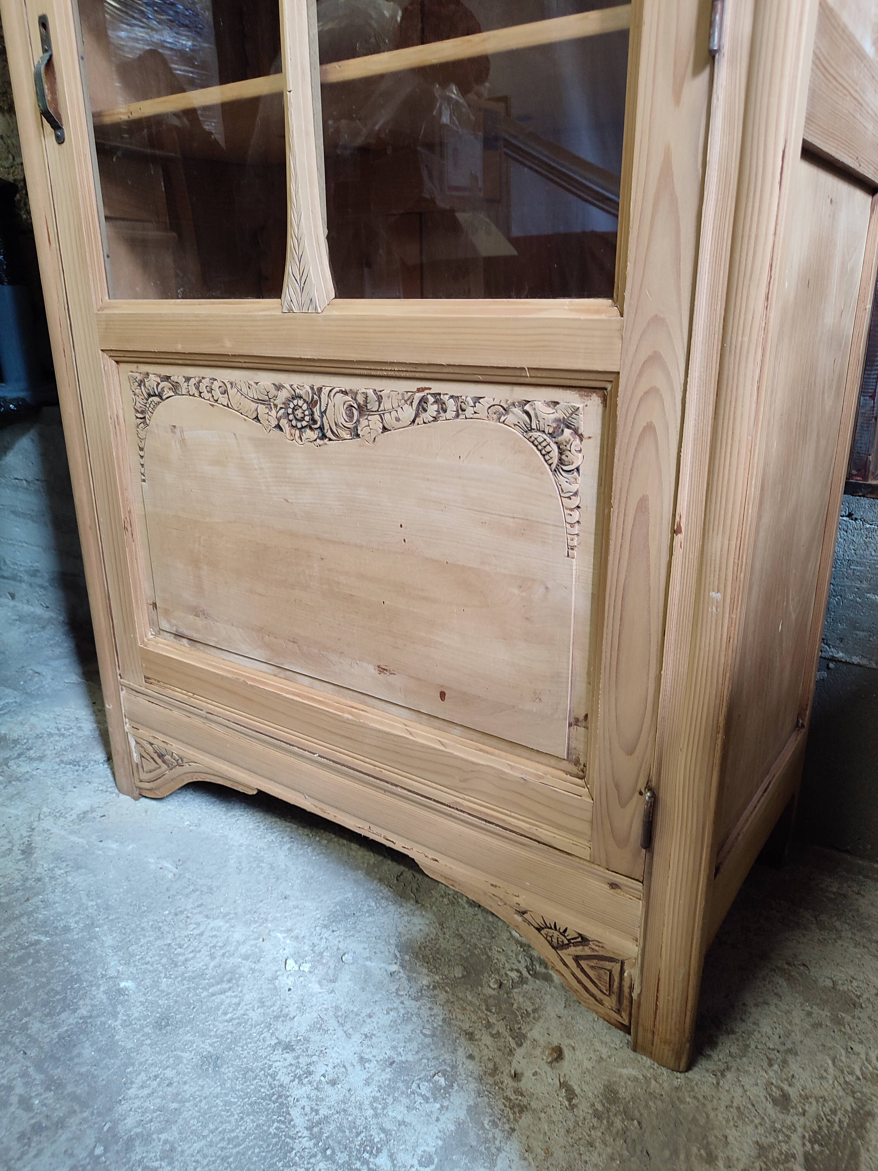Meuble vitrine vaisselier art déco bois
