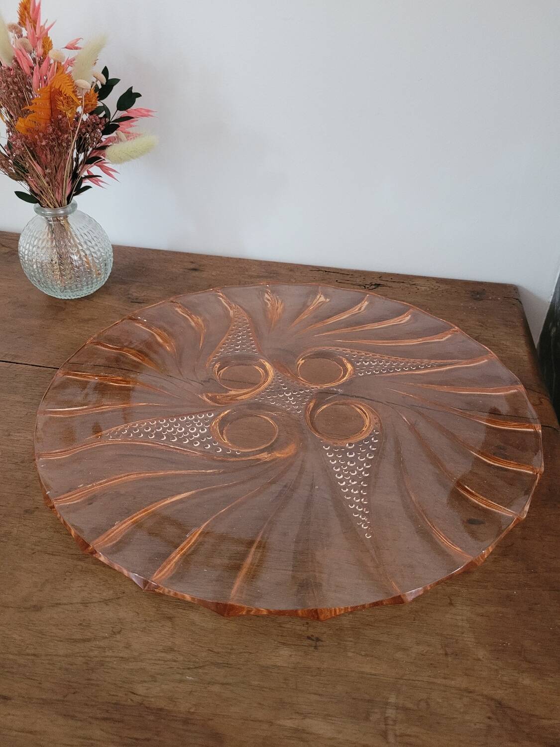50s pink glass tray