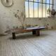 Table basse années 50 plateau bois exotique XXL