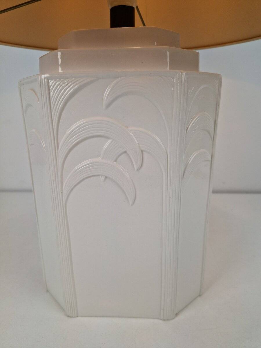 White Ceramic Palm Tree Table Lamp in the style of Serge Roche, 1970s